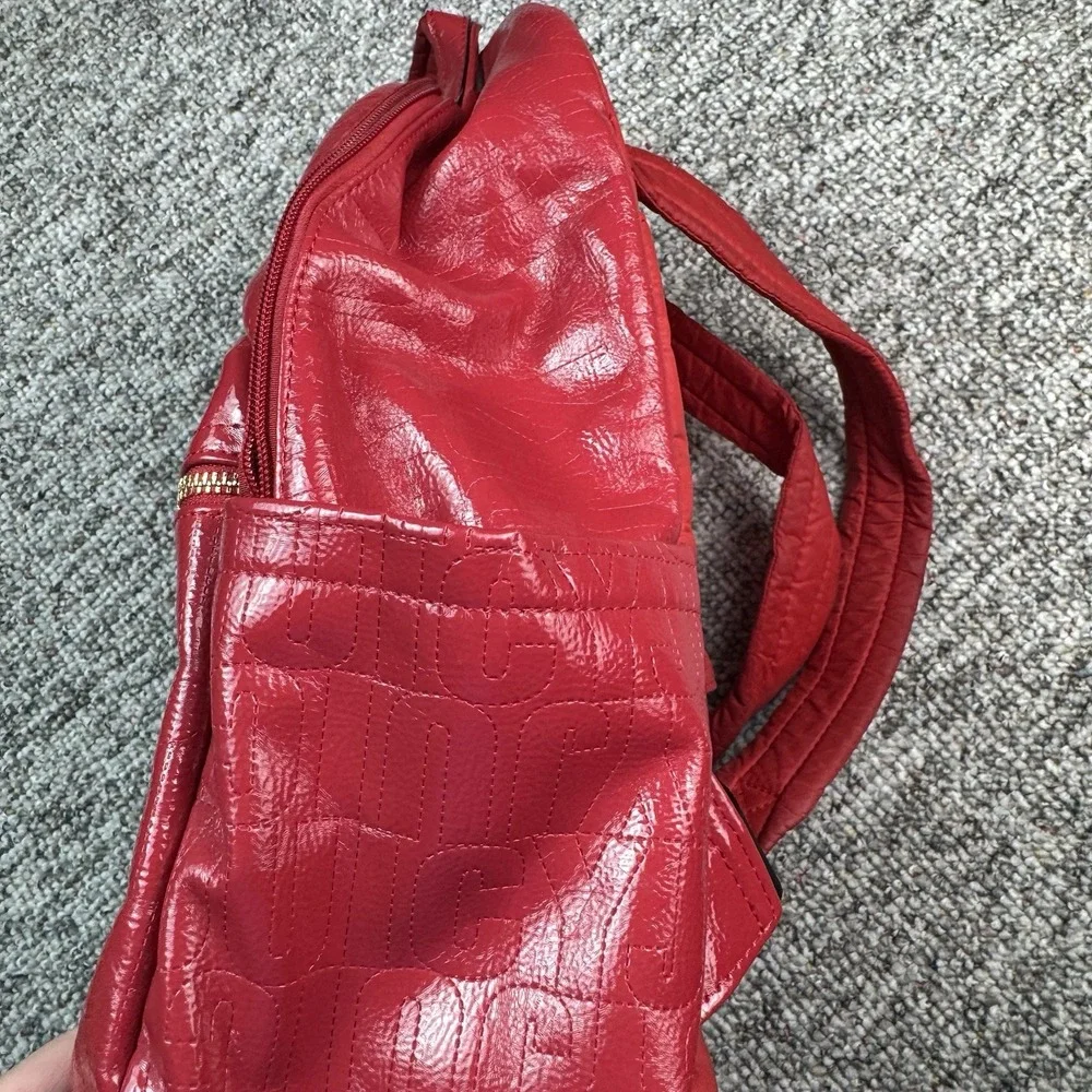 Juicy Couture Mini Backpack Logo Bag Faux Leather Cherry Red